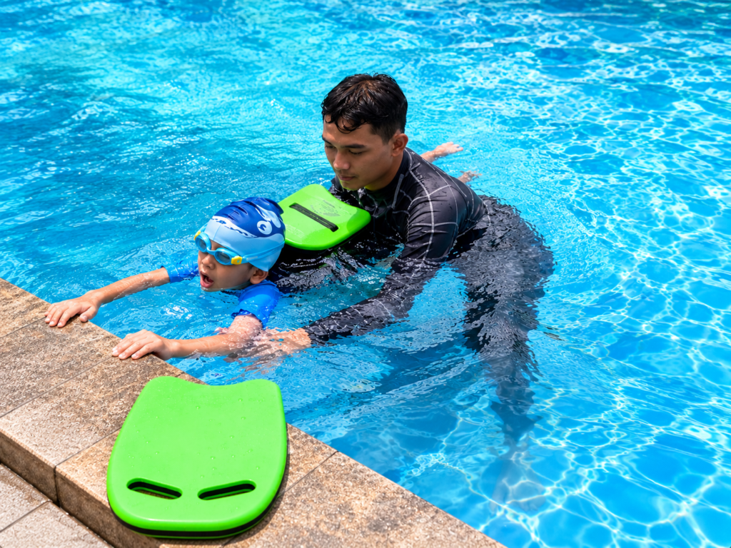bright poolside swim lesson