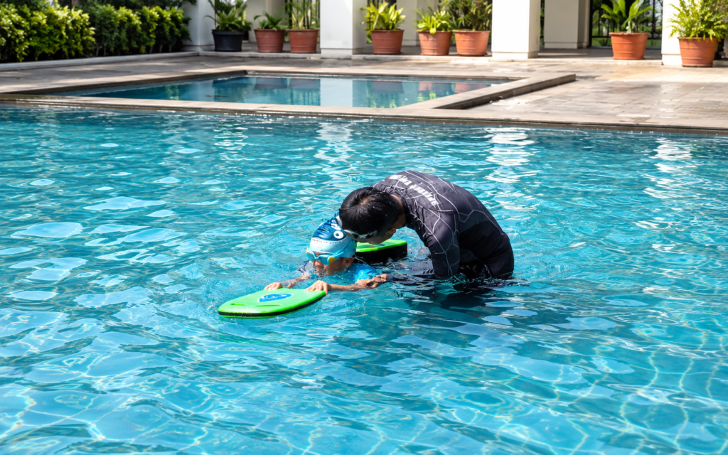 guided swim lesson in turquoise waters
